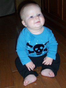 Arrrggghhhhh ... it's Pirate Baby! Grandson, Nolan Thomas Behel, practices his Jack Sparrow impression.